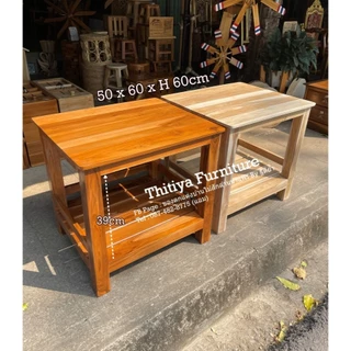 โต๊ะวางตู้เย็นมินิ ขาใหญ่อย่างดี ไม้สักแท้ ขนาด50x60xสูง60ซม โต๊ะทีวี โต๊ะกลาง โต๊ะวางตู้ปลา ชั้นวางของอเนกประสงค์