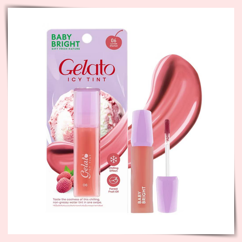 ลิปทินท์เนื้อน้ำ สีชัด ติดทน เย็นสบายปาก / BABY BRIGHT GELATO ICY TINT