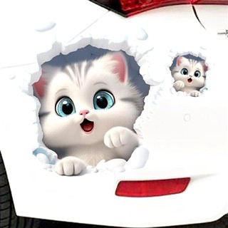 สติ๊กเกอร์แมวน่ารัก สติ๊กเกอร์ติดรถยนต์  สติ๊กเกอร์แมว การ์ต…