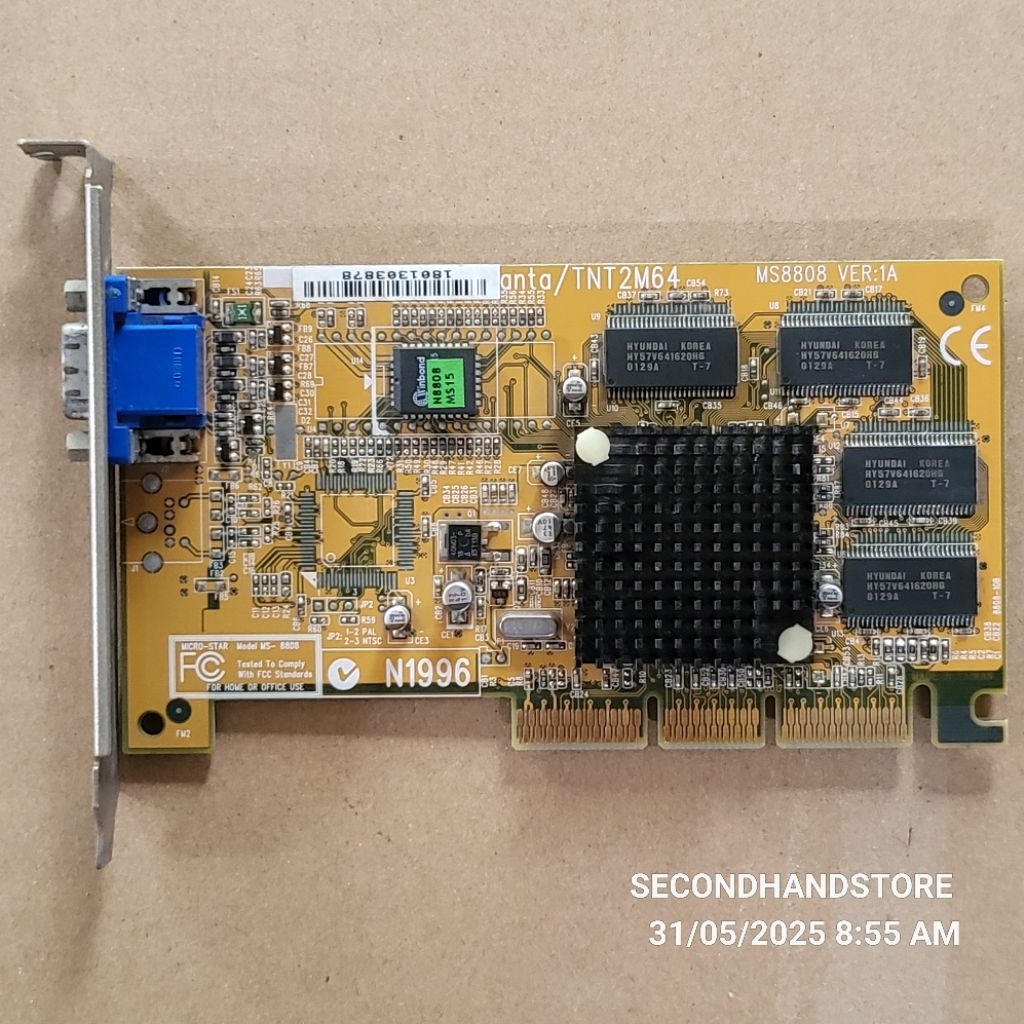 การ์ดจอ AGP MSI VANTA TNT2M64 MS8808 32MB VGA D-SUB