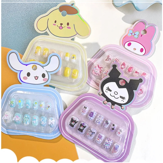 SANRIO สติ๊กเกอร์ติดเล็บเด็ก ซานริโอ 1 ชุด  น่ารัก คุโรมิ สไตล์ญี่ปุ่น เหมาะสําหรับเจ้าหญิงน้อย