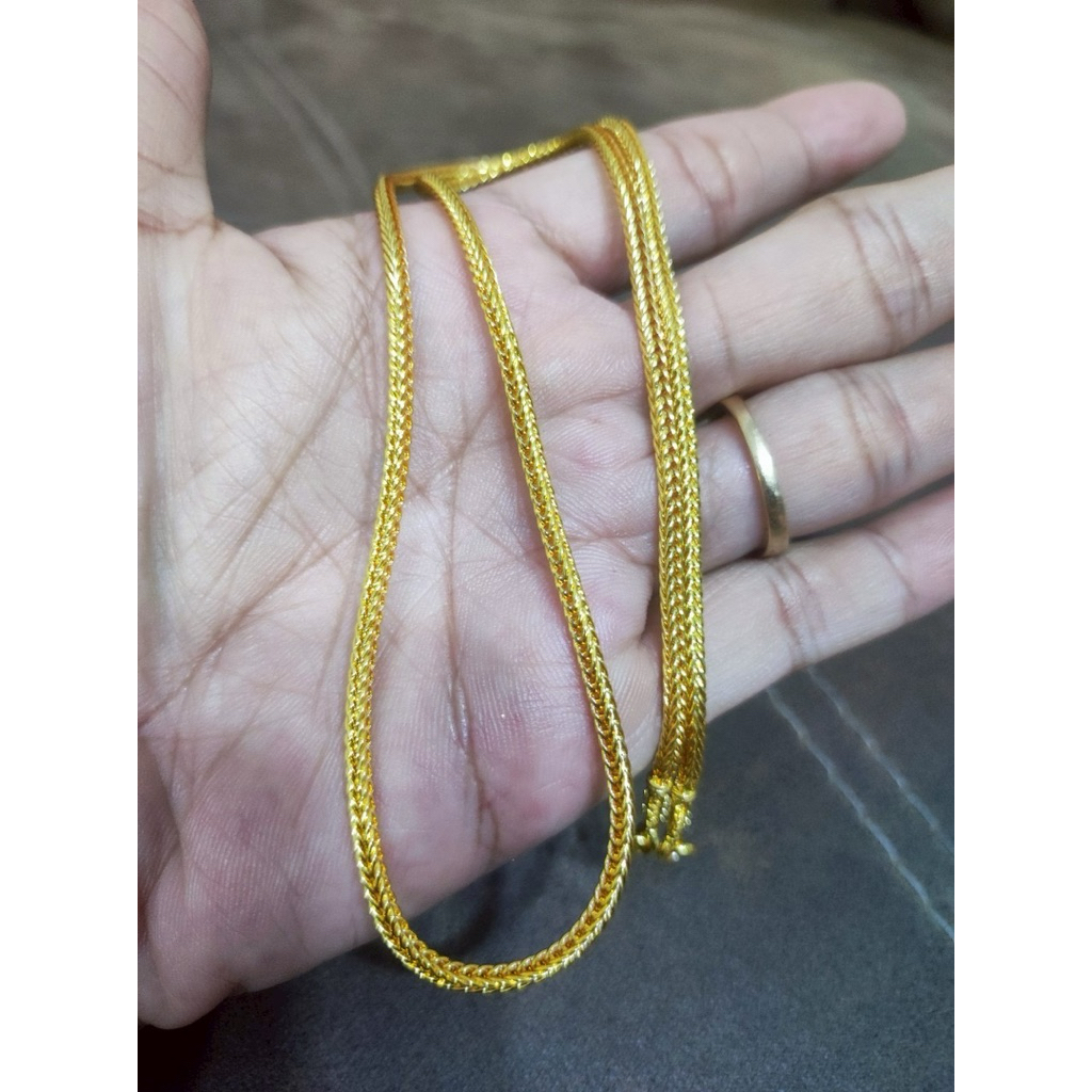 C3สร้อยคอสี่เสาแน่นตันหนัก2สลึง ฟรีแถมตะขอ งานคุณภาพสีเหมือนของจริงใส่ทน