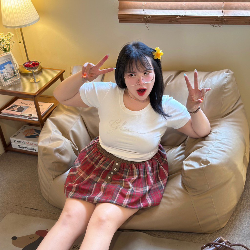 Souffle skirt (กระโปรงซูเฟล) กระโปรงทรงบอลลูนมีซับในลายสก็อต🍰🍫🥛 | Geebeety - รูปที่ 6