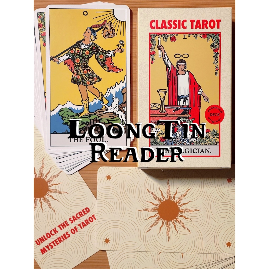 Classic Black Tarot Deck (Light Version) - Original Rider Waite Smith สีดำ ไพ่ทาโรต์ ไพ่ยิปซี ของแท้ ลุงติน