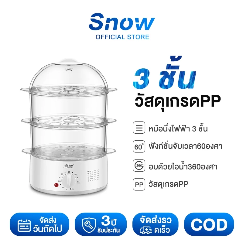 หม้อนึ่งไอน้ำอเนกประสงค์ 3 ชั้น ที่นึ่งไข่ เก็บอาหาร กันแมลง ถนอมอาหาร การใช้ สะดวก รวดเร็ว