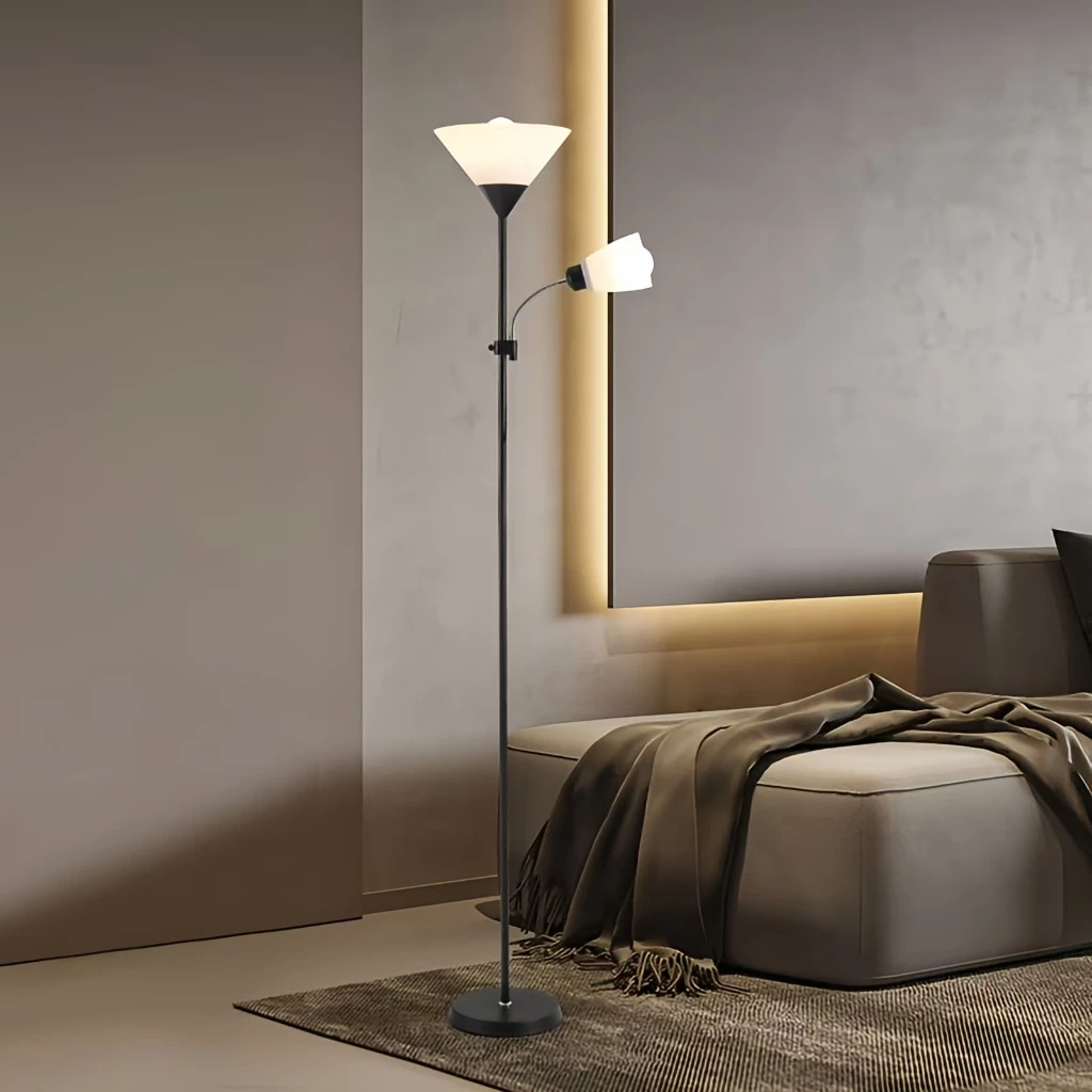 โคมไฟตั้งพื้น LED สไตล์โมเดิร์นเรียบง่าย, โคมไฟตั้งโต๊ะสไตล์นอร์ดิกหลายฟังก์ชั่น, สว่างสดใสในบ้าน