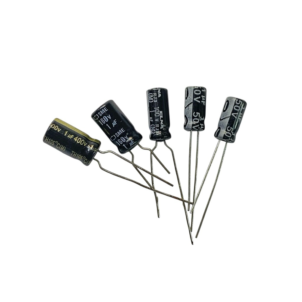 C 1 uF/ 50V,100V,160v,400V.DC (แพ็ค 10 ชิ้น)ตัวเก็บประจุ มีพร้อมส่งในไทย