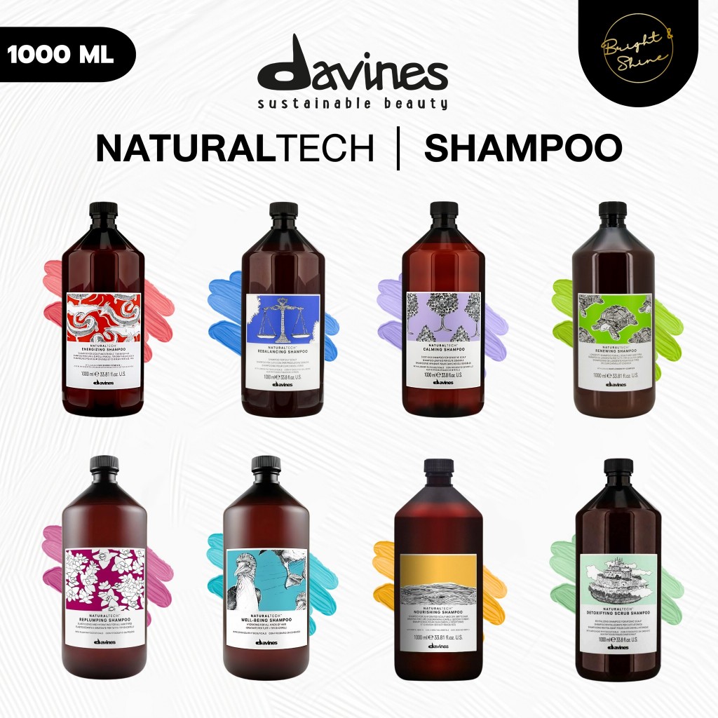 (ฟรีหัวปั๊ม) Davines Shampoo NaturalTech 1000ml แชมพูดาวิเนส