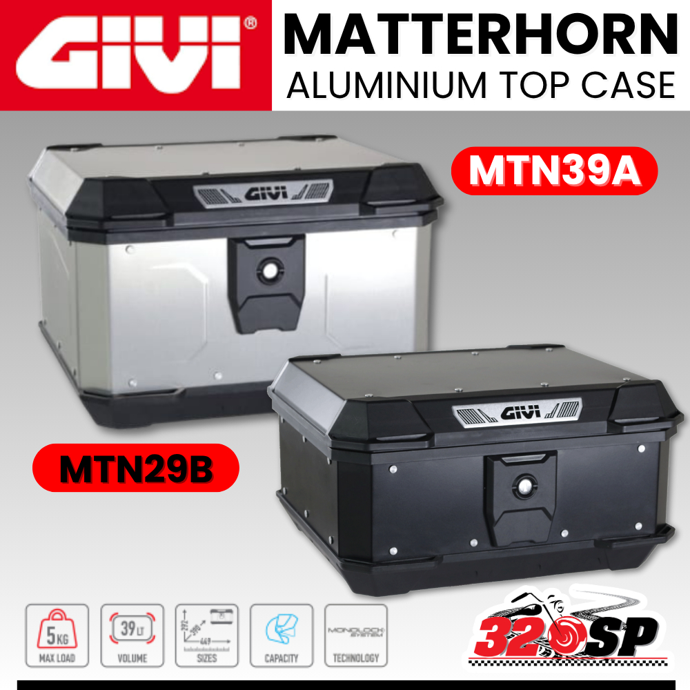 กล่องท้ายอลูมิเนียม GIVI MTN29(WP) / MTN39(WP) MATTERHORN ALUMINIUM TOP CASE ของใหม่ ส่งไว!! 320SP