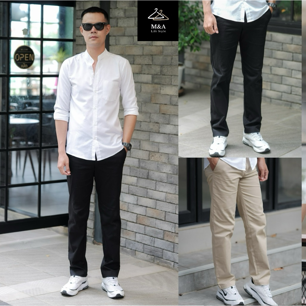 กางเกงขายาวผู้ชาย ผ้าคอตตอน คุณภาพสูง แบรนด์ M&A Life Style  Man
