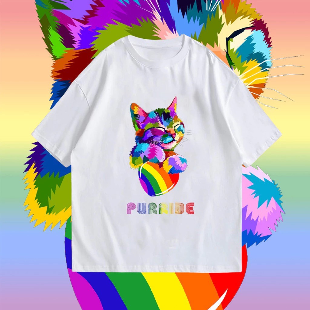ผ้าหนาทรงสวย2025 Hia Shirt Lgbt Pride Gay Lesbian Rainbow Shirt S-3XL FS