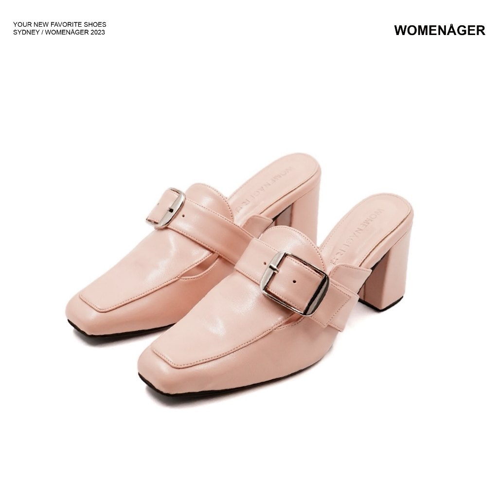 womenager – Sydney Pink leather รองเท้าโลฟเฟอร์ส้นสูง สวมใส่ง่าย