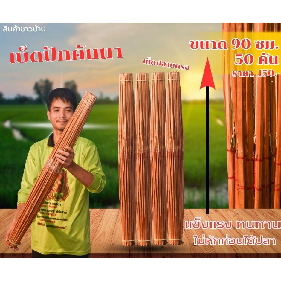 เบ็ดไม้ไผ่ ปักคันนา ขนาด 90 ซม.(แบบตรง) จำนวน 50 คัน ราคา 150.บ