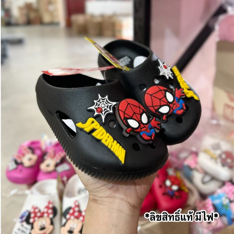 รองเท้าหัวปิดเด็ก ลิขสิทธิ์แท้ มีไฟกระพริบ  มินนี่เม้าส์/Spiderman   นิ่มเบา Sz.25-30 ใส่ง่ายได้ทุกวัน โดนน้ำได้