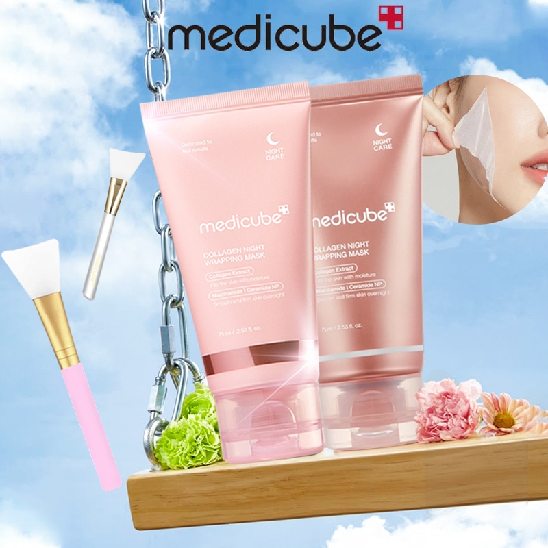 MEDICUBE Collagen Night Wrapping Mask 75ml / glazed milk duo mask / kojic acid turmeric overnight wrapping mask