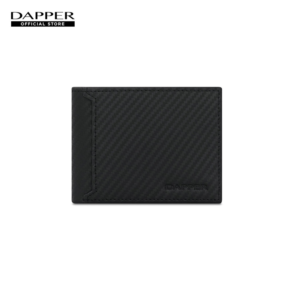 DAPPER กระเป๋าสตางค์ หนังแท้ Carbon Fiber Slim Billfold Wallet สีดำ (BWM/BK/1146CB2)