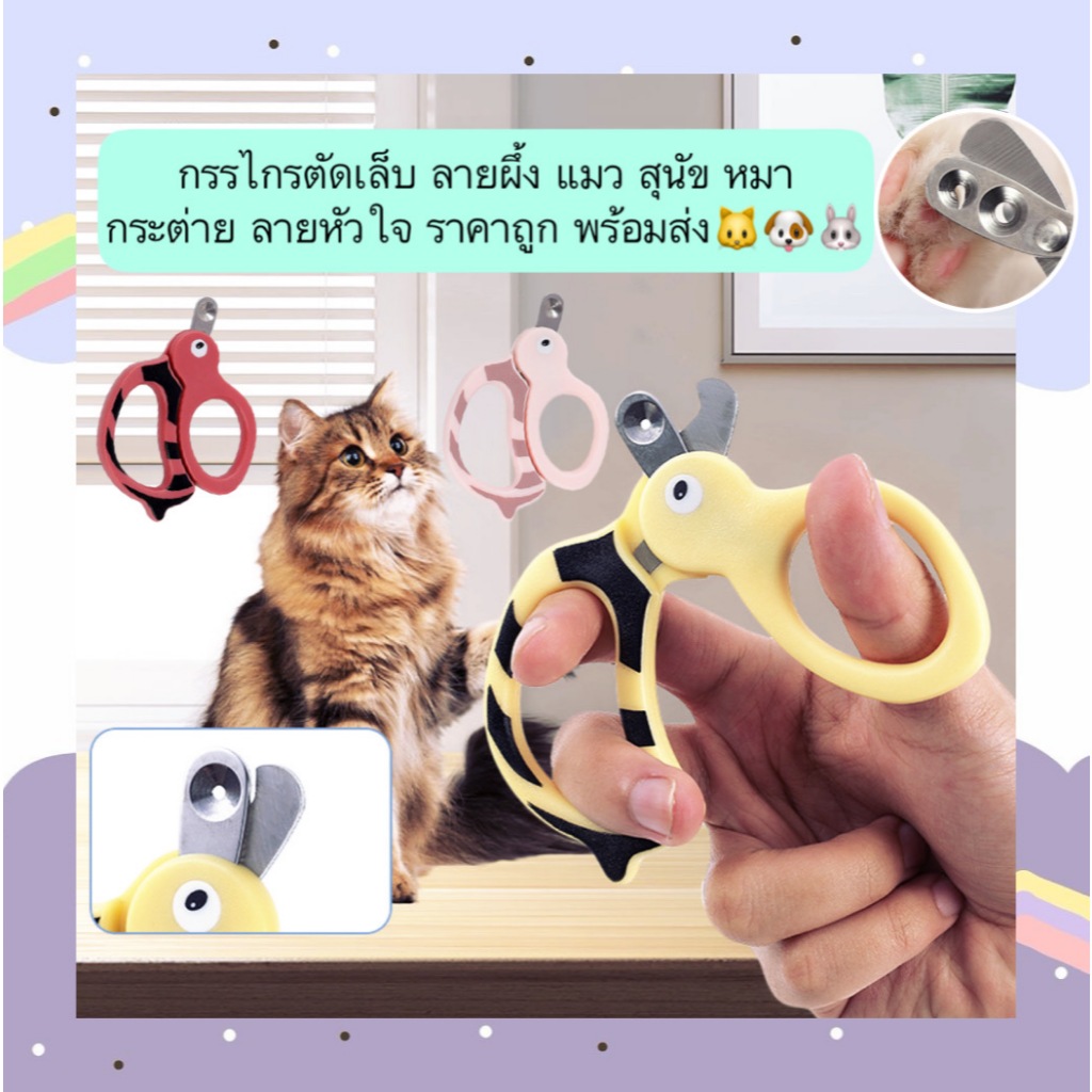 PP-658 กรรไกรตัดเล็บสัตว์เลี้ยง ลายผึ้ง ลายหัวใจ สำหรับแมว สุนัข หมา กระต่าย ราคาถูก พร้อมส่ง 🐱🐶🐰