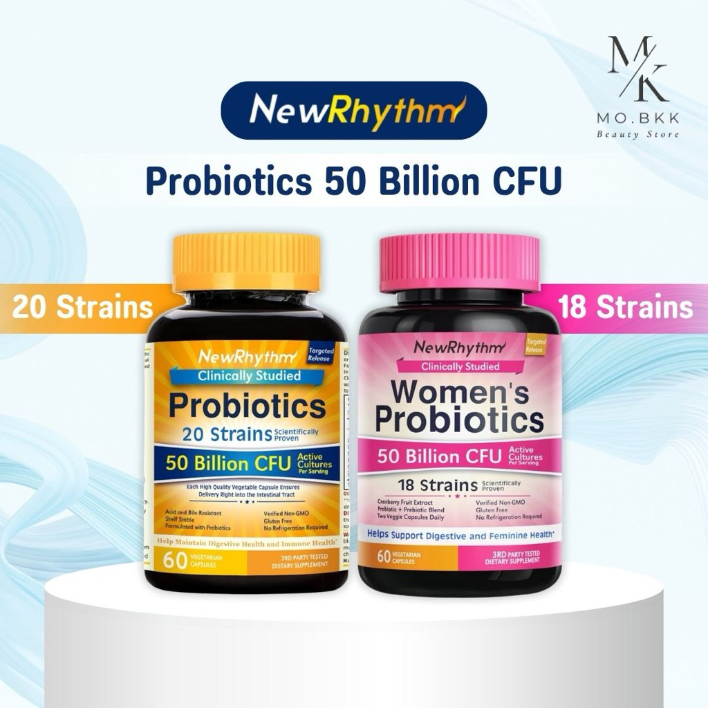 NewRhythm Probiotics 50 Billion CFU 20 สายพันธ์ุ Women's Probiotics 60 แคปซูล นิวริทึม โปรไบโอติกส์