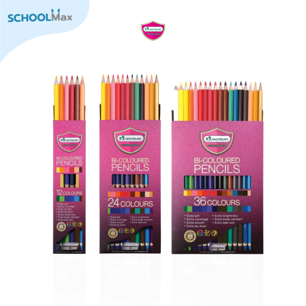 สีไม้ BI-Colored 2หัว ดินสอสีนุ่มลื่น Premium 12สี 24สี 36สี จาก Master art / แพ็ค