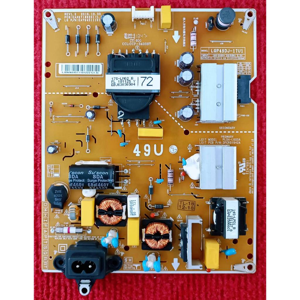 เพาเวอร์ซัพพลายทีวี LG 49UJ630T,49UJ632T,49UK6200PTA,49UK6320PTE,49UK6300PTE พาสบอร์ด EAX67189201