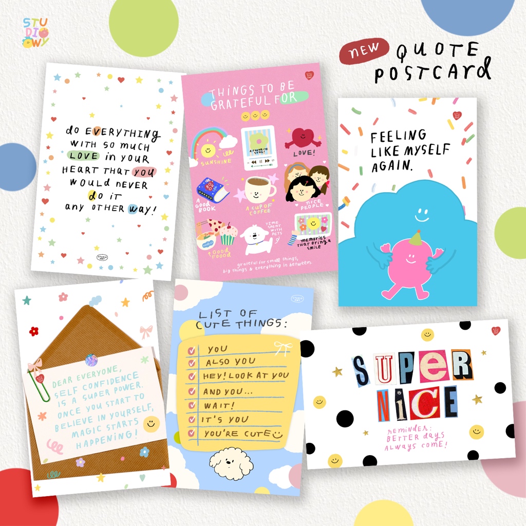 (ส่ง23ก.พ.) STUDIO.OWY : Quote Postcard โปสการ์ดข้อความ | ขนาด4x6นิ้ว