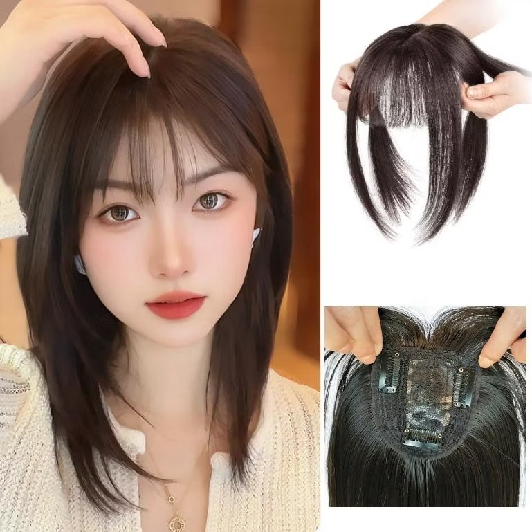 แฮร์พีช ปิดผมบาง เพิ่มผมหนา ยาว25cm มีหน้าม้า แบบกิ๊บติด ไหมนิ่ม เหมือนผมจริง ดูเป็นธรรมชาติ