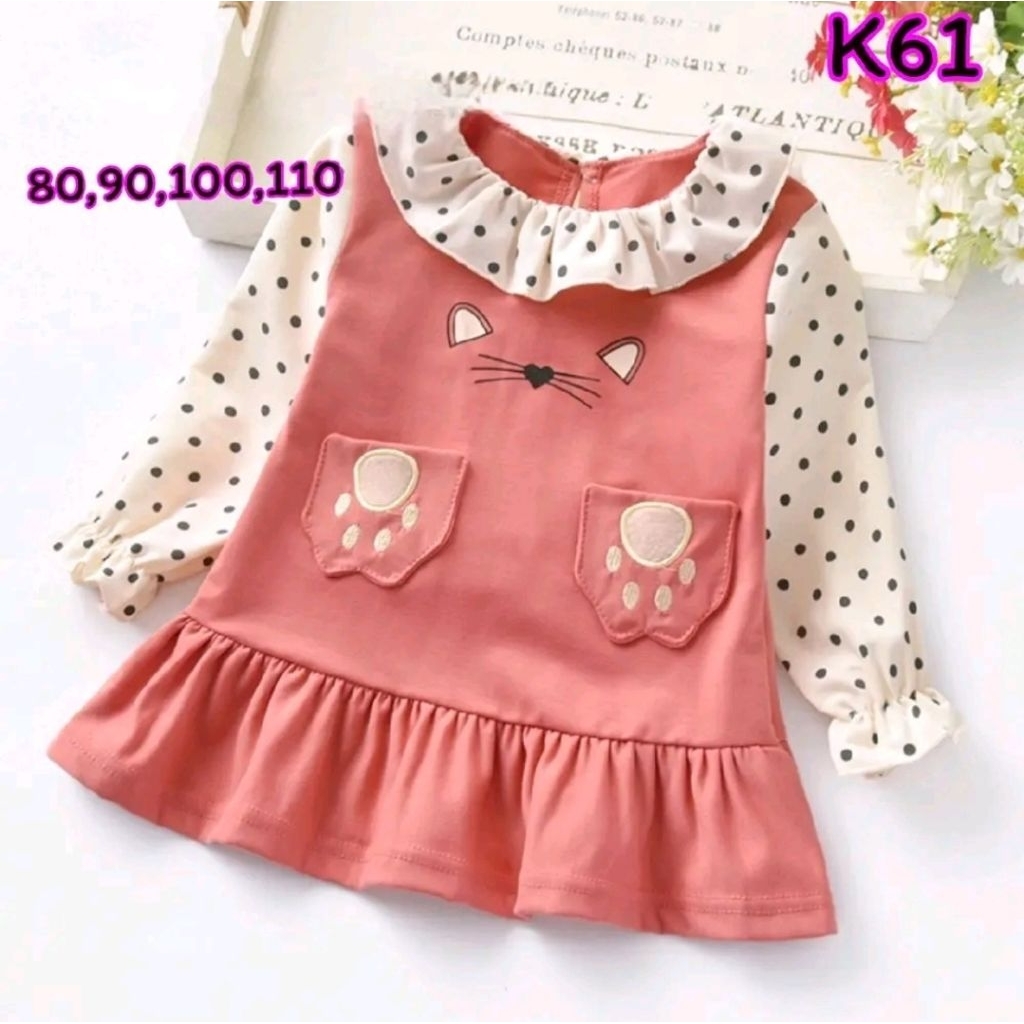 ชุดเด็กหญิงลายน่ารักแขนยาวK61