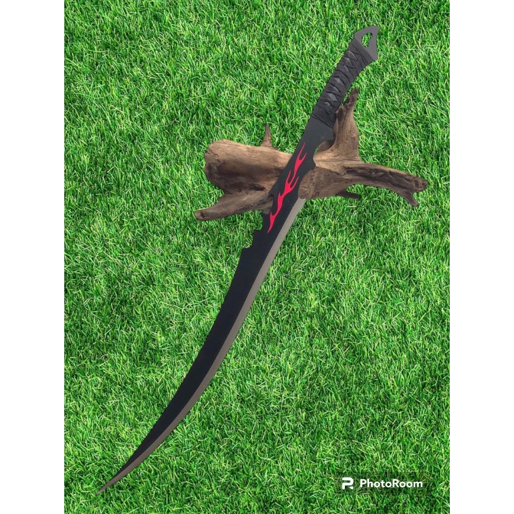 มีดสปาต้า สำหรับการเดินป่า แบบพกพา ใบมีดเลสรมดำ คมสวย ยาว 70 cm พร้อมซองไนลอนสีดำ พกพาสะดวกสบาย