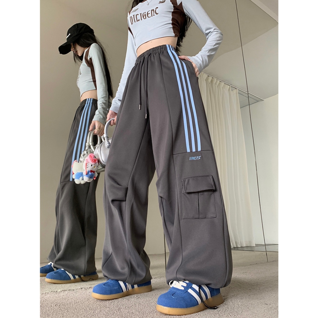 3สี กางเกงวอร์ม กางเกงขายาว เอวยางยืด ที่เอวมีสายเชือก2เส้น ปลายขามีสายเชือก#91060 รูปที่ 5