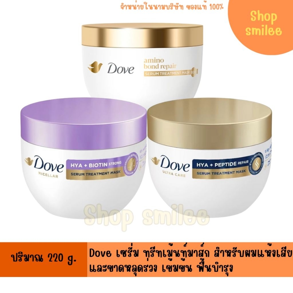 Dove โดฟ เซรั่ม ทรีทเมนท์ มาส์ก สำหรับผมเสีย และขาดหลุดร่วง ปริมาณ 220 กรัม