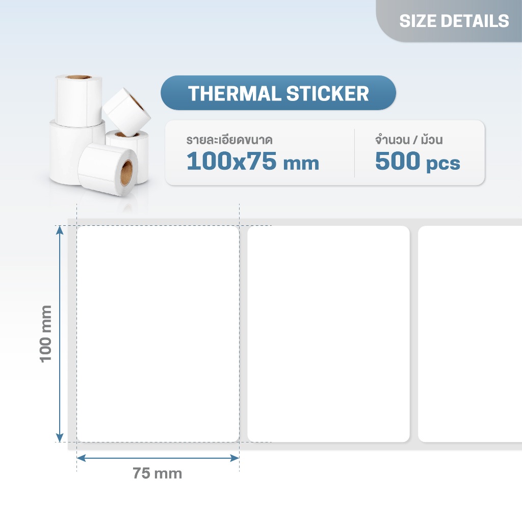 iTCAN สติ๊กเกอร์ กระดาษความร้อน หลากหลายขนาด  ใบปะหน้า ไม่ใช้หมึกพิม