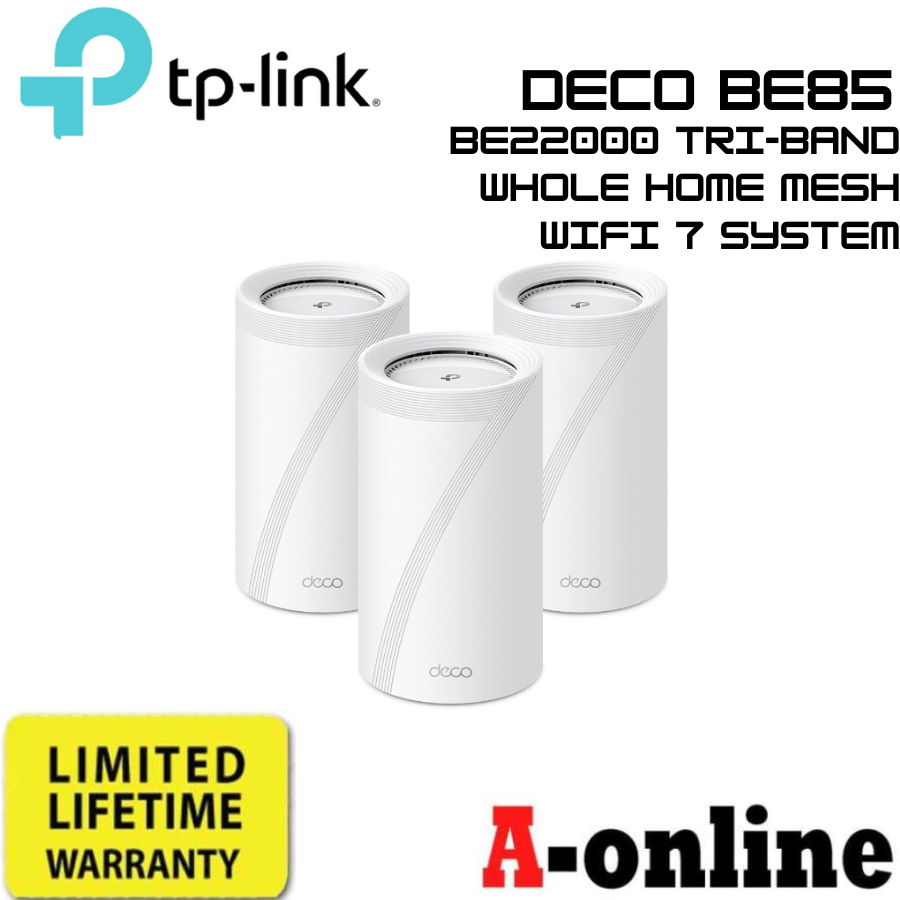 TP Link Deco BE85 BE22000 Tri-Band Whole Home Mesh WiFi 7 System