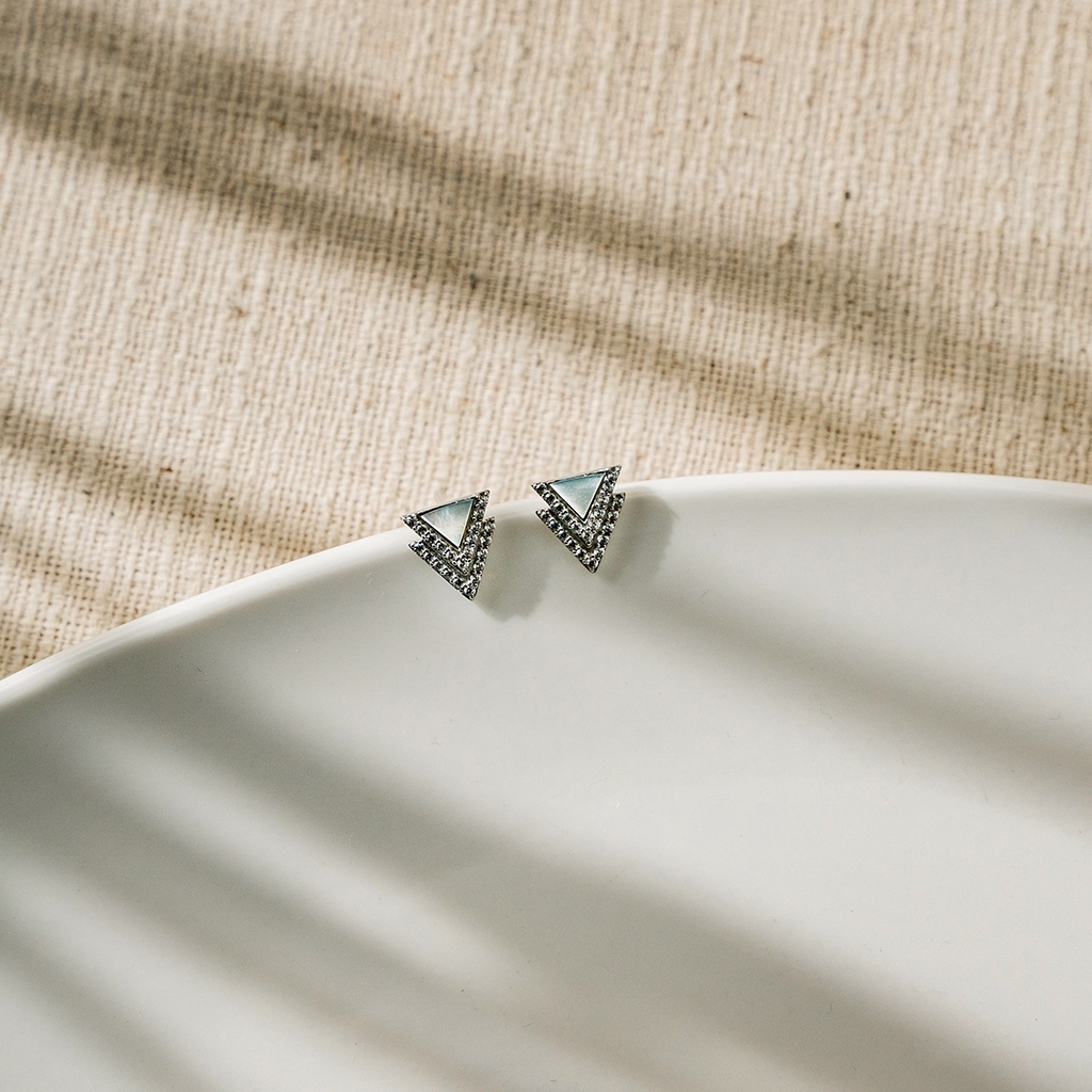 Ar-Kang Collection AKE2985/AKE2987/AKE2989/AKE2991/AKE2993 ต่างหูเงินแท้ หินแท้ หินนำโชค ตัวเรือนสีเ