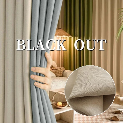 (สินค้ามาใหม่) ผ้าม่านBLACK OUT กันแสงกันUV ความหนาดี ม่านประตู ผ้าม่านจีบ ฉนวนกันเสียงและความร้อน ตะขอ/สไตล์ตาไก่