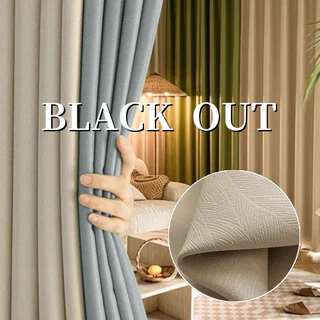 (สินค้ามาใหม่) ผ้าม่านBLACK OUT กันแสงกันUV ความหนาดี ม่านประตู ผ้าม่านจีบ ฉนวนกันเสียงและความร้อน ตะขอ/สไตล์ตาไก่