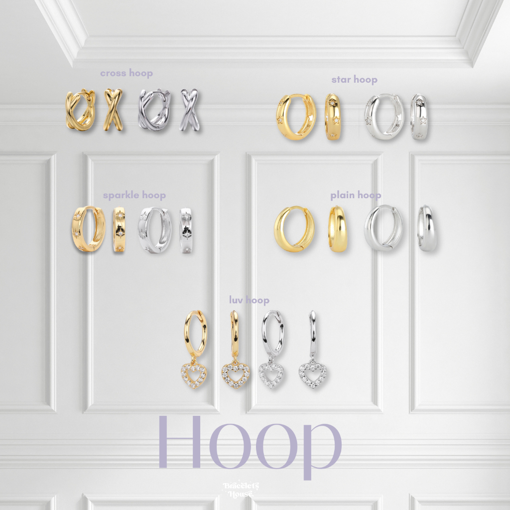 Braceletshouse 💜 ต่างหูเงินแท้ Hoop Collection ส่งฟรี EMS !