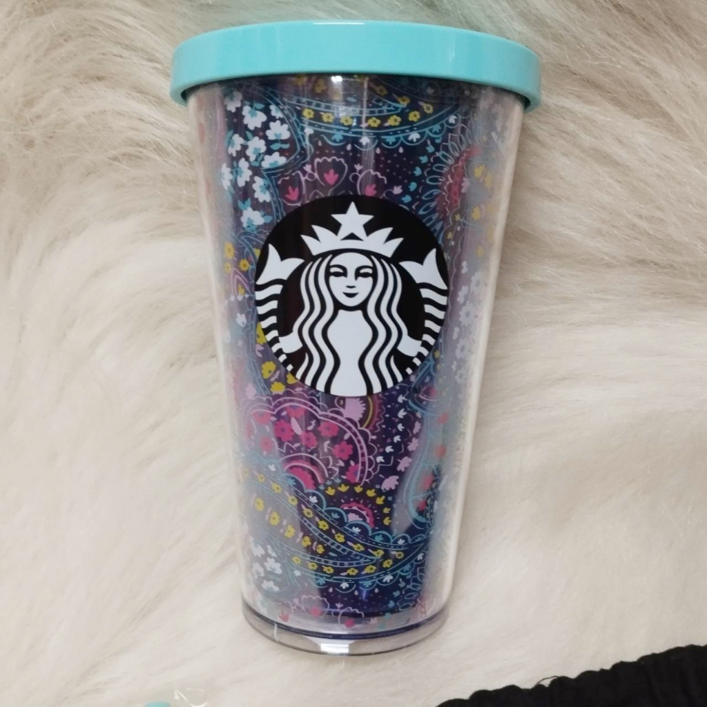 แก้วสตาร์บัคส์ Starbucks x Vera Bradley 16oz / ตำหนิหลอดมีรอยเยอะเปลี่ยนสี / มือหนึ่ง เก็บอย่างเดียว