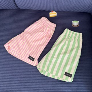 THESUNCO-Friendly Shorts (เฟรนลี่) กางเกงขาสั้นลายทาง เอวยาง…