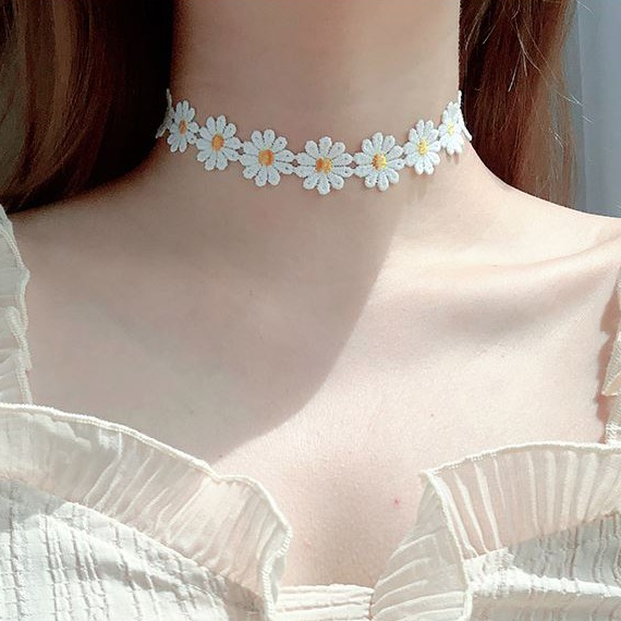 โชคเกอร์เดซี่ สร้อยคอ โชคเกอร์ Choker Daisy BOHO Sexy สร้อยแฟชั่น โชคเกอร์ผ้า ผ้าลูกไม้ สร้อยคอเดซี่ สร้อยเดซี่