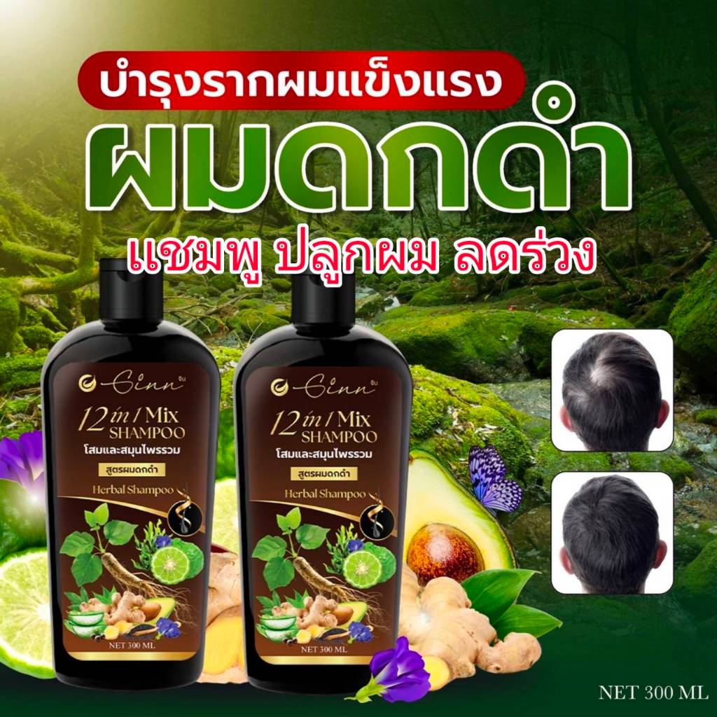 เเชมพูลดผมร่วง เเชมพูปลูกผม เเชมพูผมดกดำ สมุนไพรเข้มข้น เเชมพูจิน ✅ ของเเท้ สินค้าพร้อมส่ง