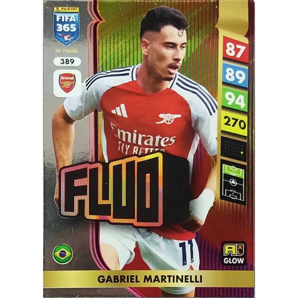 Panini Adrenalyn XL FIFA 365 2025 No. 389 Gabriel Martinelli Fluo Arsenal