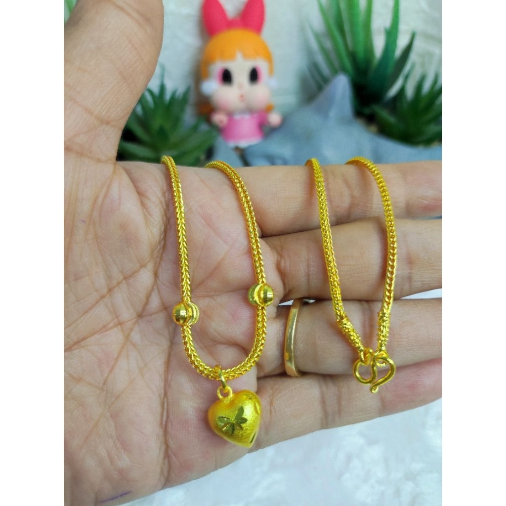 69Aสร้อยสี่เสาพร้อมจี้หัวใจหนัก2สลึง ความยาว19นิ้ว งานตันแน่นทองหุ้มสวยเหมือนจริง แถมฟรีตะขอเพิ่ม1ชิ้น