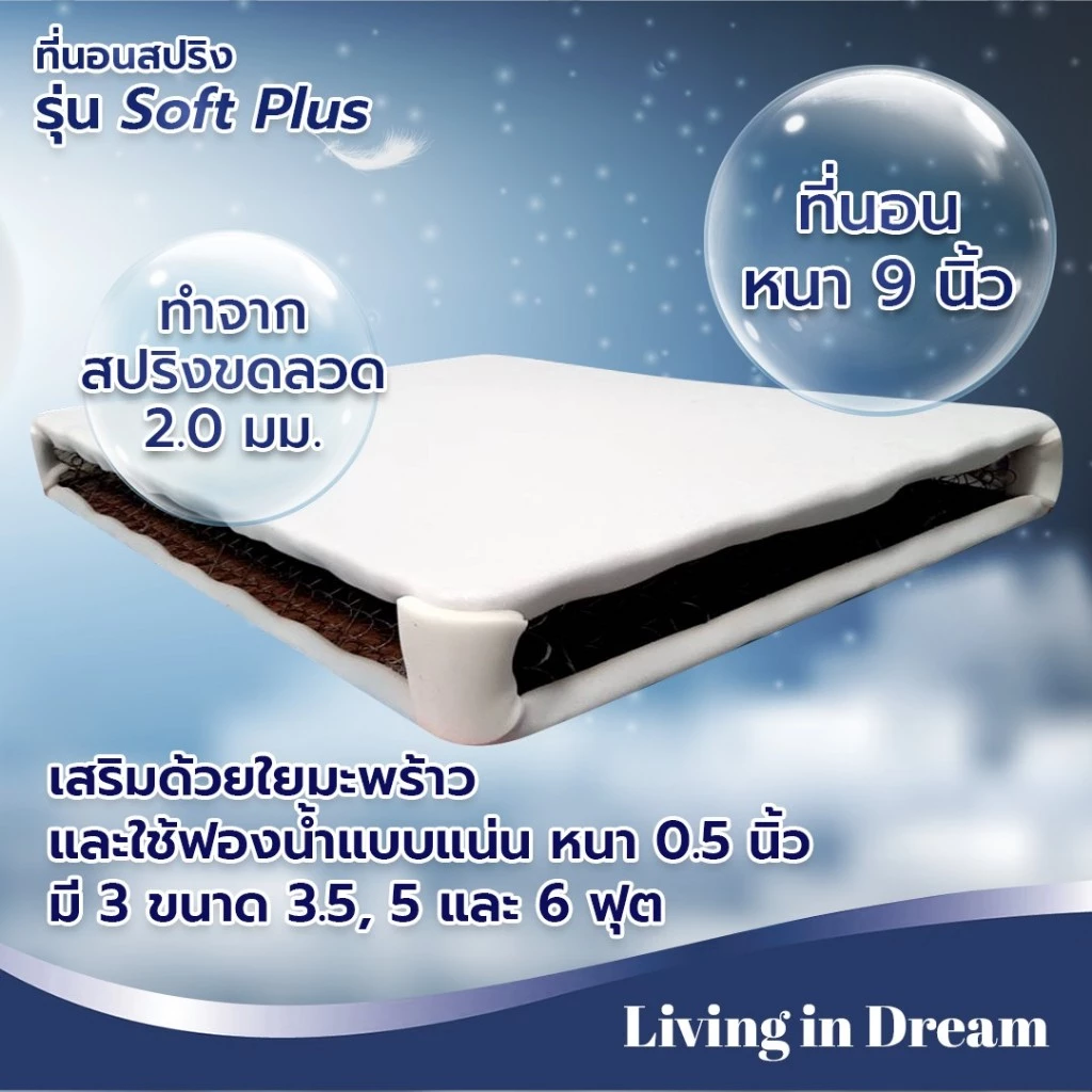 ที่นอนสปริง 6 ฟุต รุ่น Soft Plus ใยมะพร้าวและฟองน้ำ thumbnail 3
