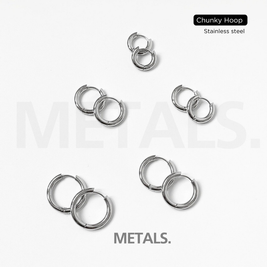 METALS ต่างหูห่วง Chunky Hoop 3 mm  สแตนเลส (WATERPROOF) EH14-02