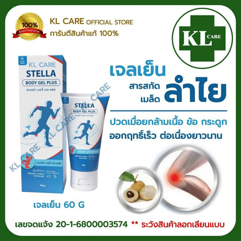 Longanoid ลองกานอยด์ เจลแก้ปวดเมื่อยเอ็นกล้ามเนื้อ ปวดข้อเข่า ออฟฟิศซินโดรม (สูตรเย็น) 60 G.