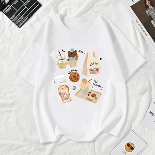 เสื้อยืดผู้หญิงแฟชั่นสาวลายการ์ตูนน่ารักฤดูร้อนเสื้อผ้าแฟชั่นส่วนเกาหลีสวมใส่สบายมาก#A200