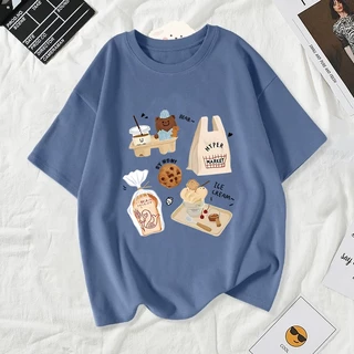 เสื้อยืดผู้หญิงแฟชั่นสาวลายการ์ตูนน่ารักฤดูร้อนเสื้อผ้าแฟชั่นส่วนเกาหลีสวมใส่สบายมาก#A200