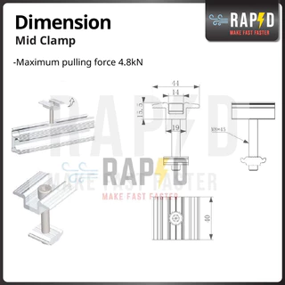 ราคาดีส่งไว Mid clamp ยึดกลางแผงโซล่าเซลล์ Solar mounting อุปกรณ์โซลาเซลล์ (ราคาต่อชิ้น) 52211