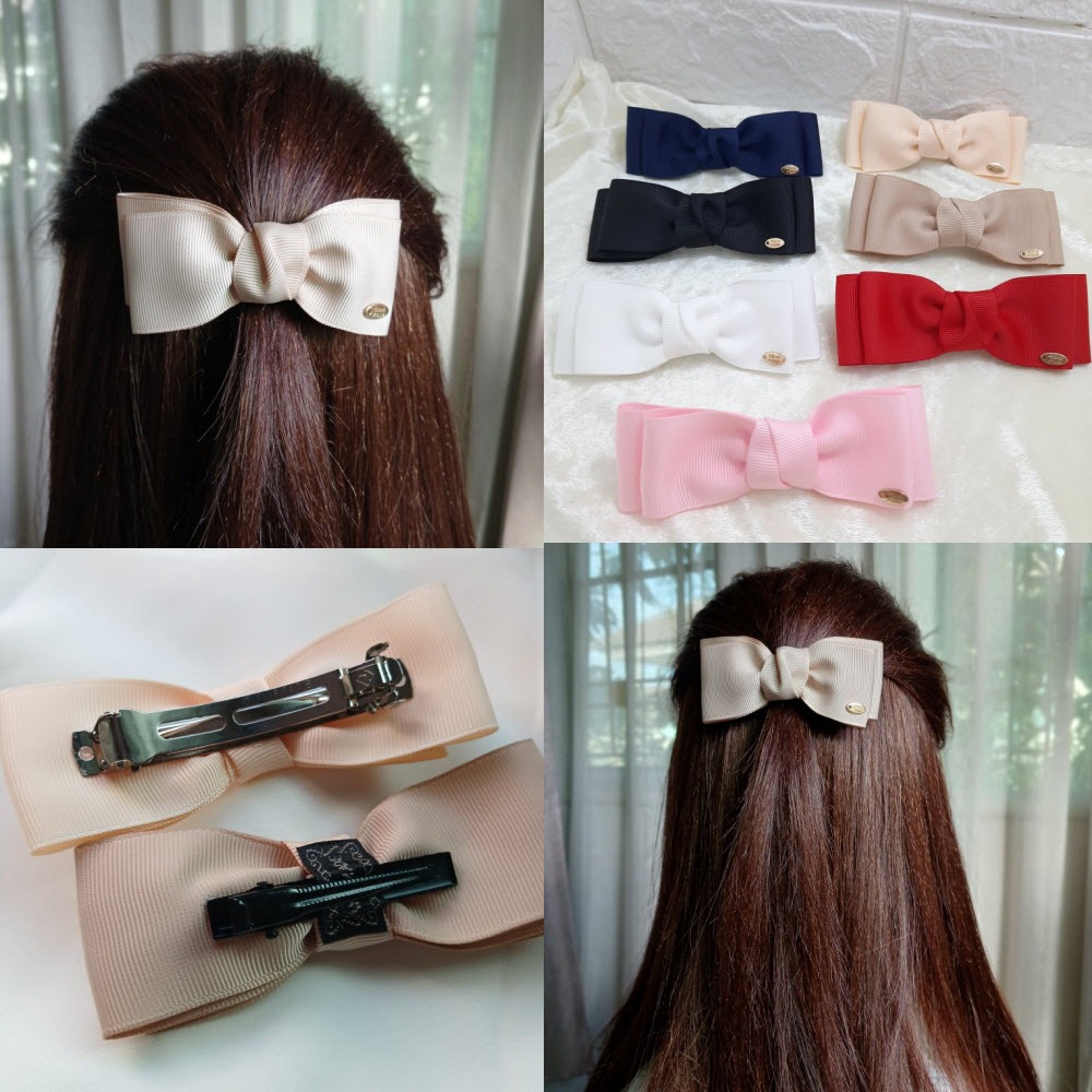 [V06] พร้อมส่งกิ๊บโบว์ริบบิ้นผ้าซาตินกรอสเกรน 7 สี โบว์ติดผมน่ารัก มีแบบกิ๊บสปริง 8 cm และ กิ๊บปากเป็ด 6.5 cm เลือกได้