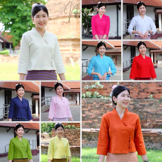 เสื้อเจ้านางกระดุม - แขนสามส่วน (ผ้าชินมัย)